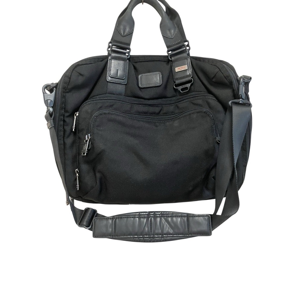 Tumi Yuma Slim Career Nylon Travel Brief Case Laptop Bag Ballistic Black 16 X 12
